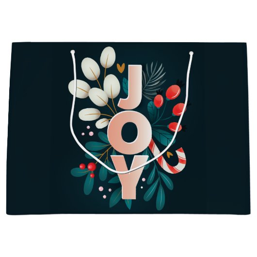 Weihnachtsfreude - Candy Cane & Foliage Große Geschenktüte (Vorderseite)