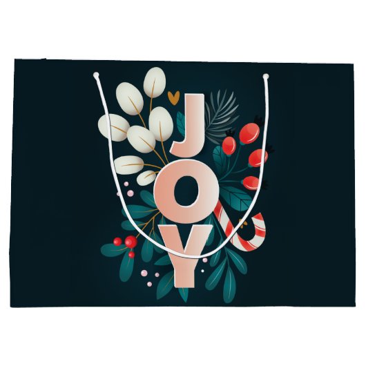 Weihnachtsfreude - Candy Cane & Foliage Große Geschenktüte (Rückseite)