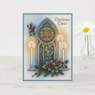Weihnachtsfreude Christliche Elegante Kirchenfenst Karte