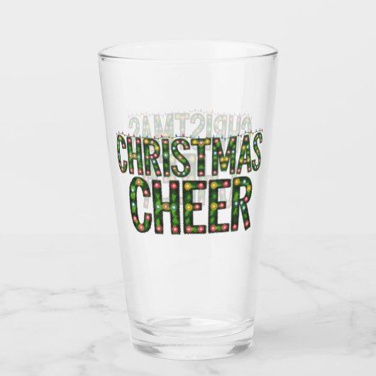 Weihnachtsfreude Christmas-Typografie Glas (Vorderseite)