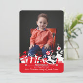 Weihnachtsfreude-Foto-Feiertags-Karte Feiertagskarte (Stehend Vorderseite)