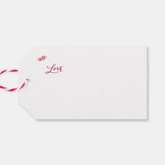 Weihnachtsfreude Foto weiß Rot Modernistin Geschenkanhänger (Rückseite Horizontal)