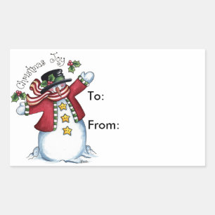 Weihnachtsfreude - Geschenk-Tags Rechteckiger Aufkleber