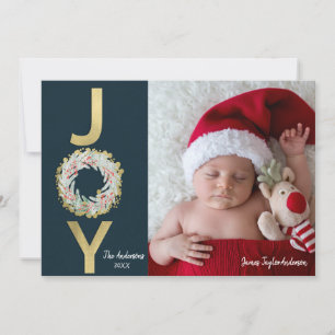 WEIHNACHTSFREUDE Goldfolie Modern Zweiseitiges Fot Feiertagskarte