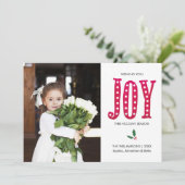 Weihnachtsfreude Handschrift Foto Feiertagskarte (Stehend Vorderseite)