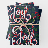 Weihnachtsfreude & Holly Berries Navy Blue Geschenkpapier Set (Beispiel)