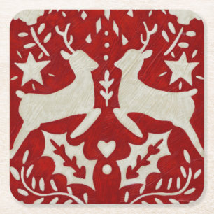 Weihnachtsfreude I Rechteckiger Pappuntersetzer