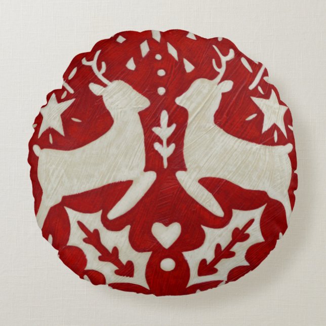 Weihnachtsfreude I Rundes Kissen (Vorderseite)