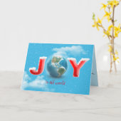 Weihnachtsfreude in Schneeflocken mit Erdkugel Karte (Gelbe Blume)