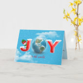 Weihnachtsfreude in Schneeflocken mit Erdkugel Karte (Gelbe Blume)