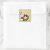 Weihnachtsfreude - Kuh Quadratischer Aufkleber (Tasche)