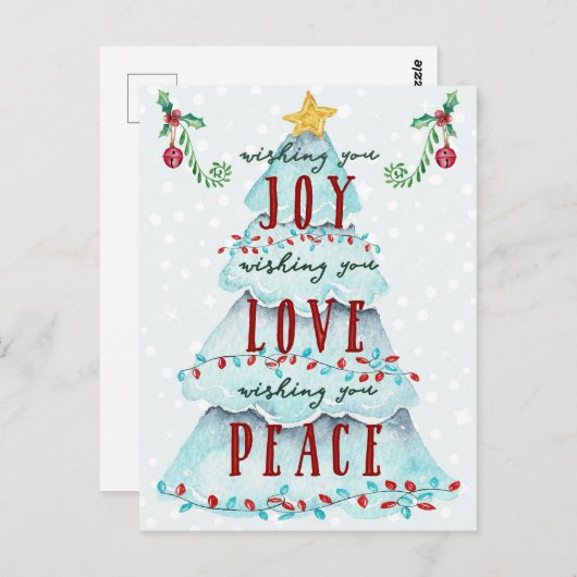 Weihnachtsfreude Liebe und Frieden Postkarte (Vorne/Hinten)