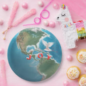 Weihnachtsfreude mit der Weißen Taube auf der Welt Pappteller (Party)