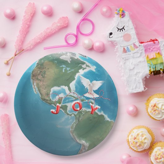Weihnachtsfreude mit der Weißen Taube auf der Welt Pappteller (Party)