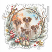 Weihnachtsfreude mit einem Brittany Spaniel Aufkleber (Vorderseite)