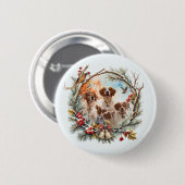Weihnachtsfreude mit einem Brittany Spaniel Button (Vorne & Hinten)