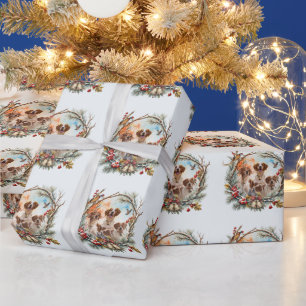 Weihnachtsfreude mit einem Brittany Spaniel Geschenkpapier