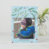 Weihnachtsfreude mit Green Pine Needles Foto Karte (Stehend Vorderseite)