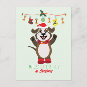 Weihnachtsfreude mit Hund freisetzen - Postkarte