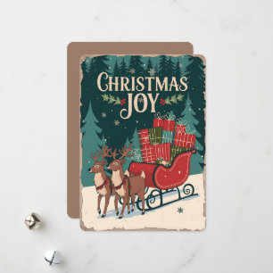 Weihnachtsfreude mit Rentier und Sleigh Feiertagskarte