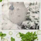 Weihnachtsfreude mit Smiling Snowman Geschirrtuch (Gefaltet)