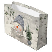 Weihnachtsfreude mit Smiling Snowman Große Geschenktüte (Rückseite Schrägansicht)