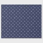 Weihnachtsfreude mit Strichmännchen in Weiß auf Mi Geschenkpapier (Flach)