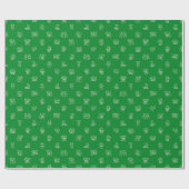 Weihnachtsfreude mit Strichmännchen Weiß auf Grün Geschenkpapier (Flach)