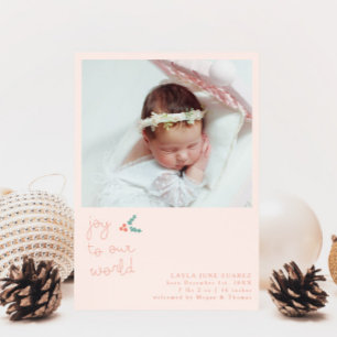 Weihnachtsfreude Peach Foto Geburtserklärung Ankündigung