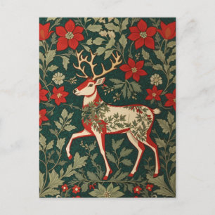 Weihnachtsfreude Rentier William Morris Inspiriert Postkarte