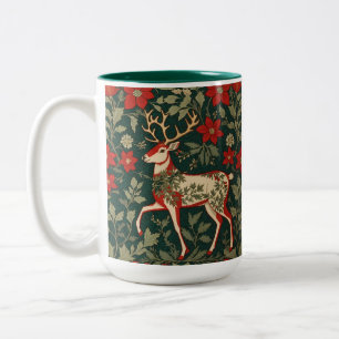 Weihnachtsfreude Rentier William Morris Inspiriert Zweifarbige Tasse