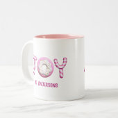 Weihnachtsfreude | Rosa Candy Cane Personalisiert Zweifarbige Tasse (Vorderseite Links)