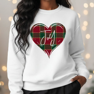 Weihnachtsfreude Rot & Grün Herz Tartan Sweatshirt