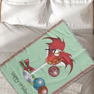 Weihnachtsfreude Roter Drachen Cocktail Cheer Decke