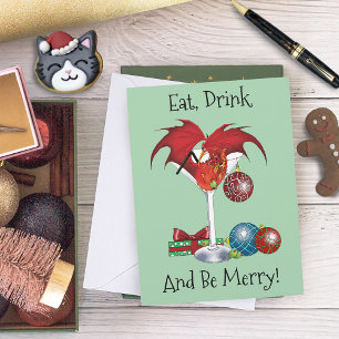 Weihnachtsfreude Roter Drachen-Cocktail Jubel Feiertagspostkarte