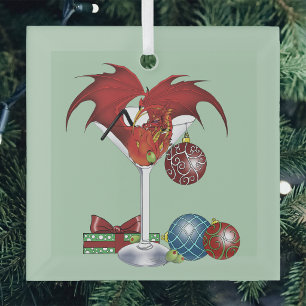 Weihnachtsfreude Roter Drachen-Cocktail Jubel Ornament Aus Glas