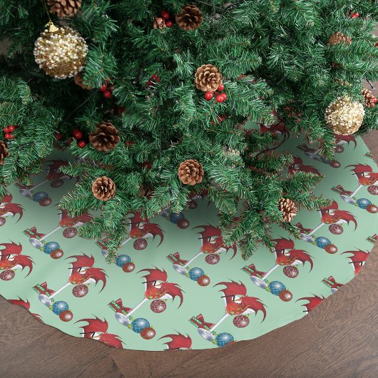 Weihnachtsfreude Roter Drachen-Cocktail Jubel Polyester Weihnachtsbaumdecke