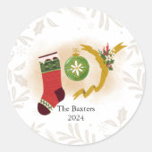 Weihnachtsfreude Runder Aufkleber (Vorderseite)