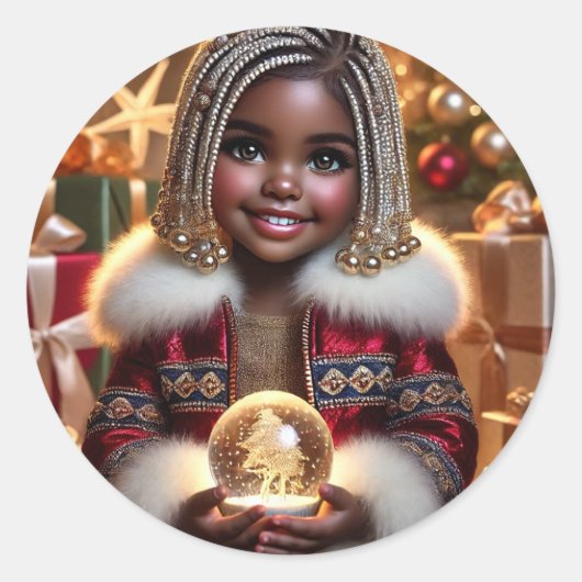 Weihnachtsfreude Runder Aufkleber (Vorderseite)