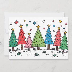 Weihnachtsfreude Süße Doodle-Kunst im flachen Stil Karte