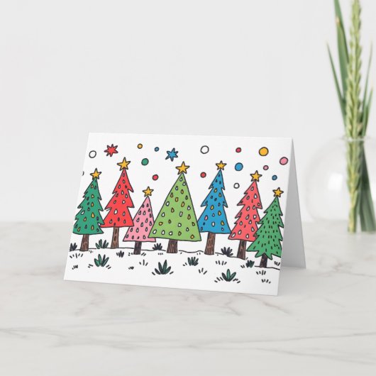 Weihnachtsfreude Süße Doodle-Kunst-Stil Karte (Vorderseite)