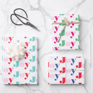 Weihnachtsfreude-Typografie Geschenkpapier Set