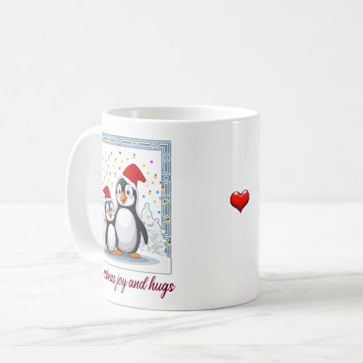 Weihnachtsfreude und Hugs Kaffeetasse (Vorderseite Links)