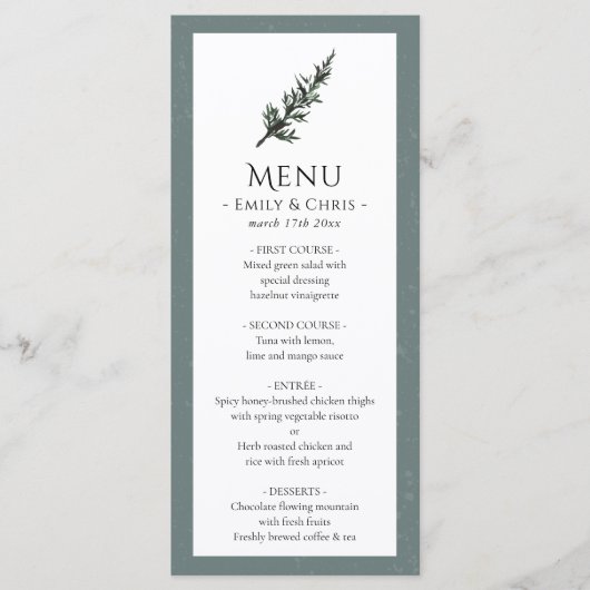 Weihnachtsfreude | Watercolor Winter Wedding Menu Menükarte (Vorderseite)