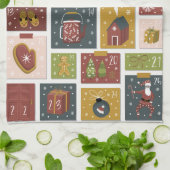 Weihnachtsfreude | Weihnachtshygge Adventskalender Geschirrtuch (Gefaltet)