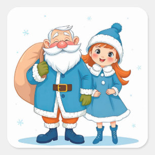 Weihnachtsfreude Winterfest Magie Quadratischer Aufkleber