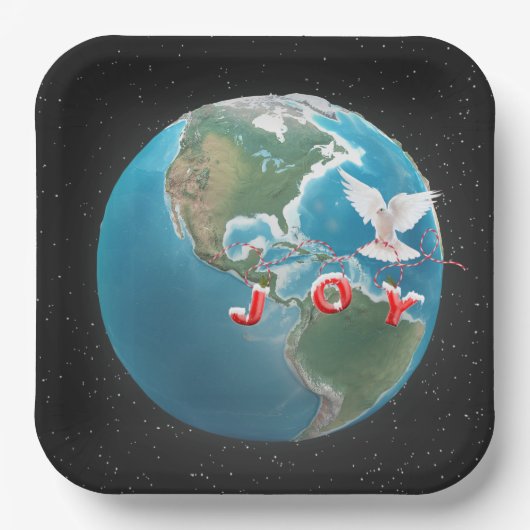 Weihnachtsfreuden mit White Dove auf der Welt Pappteller (Vorderseite)