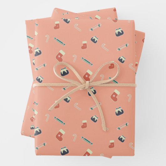 Weihnachtsfreuden, Retro weich Geschenkpapier Set (Beispiel)