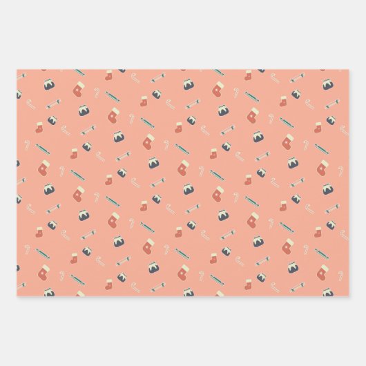 Weihnachtsfreuden, Retro weich Geschenkpapier Set (Vorderseite)