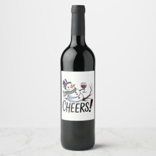 Weihnachtsfreuden Schneemann Küche Wein Küche Weinetikett